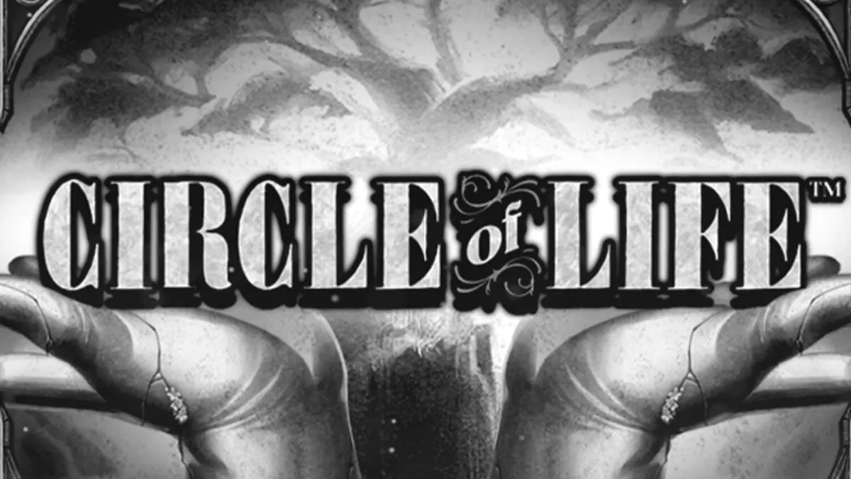 Tampilan visual monokromatik yang artistik dari slot Circle of Life oleh Hacksaw Gaming